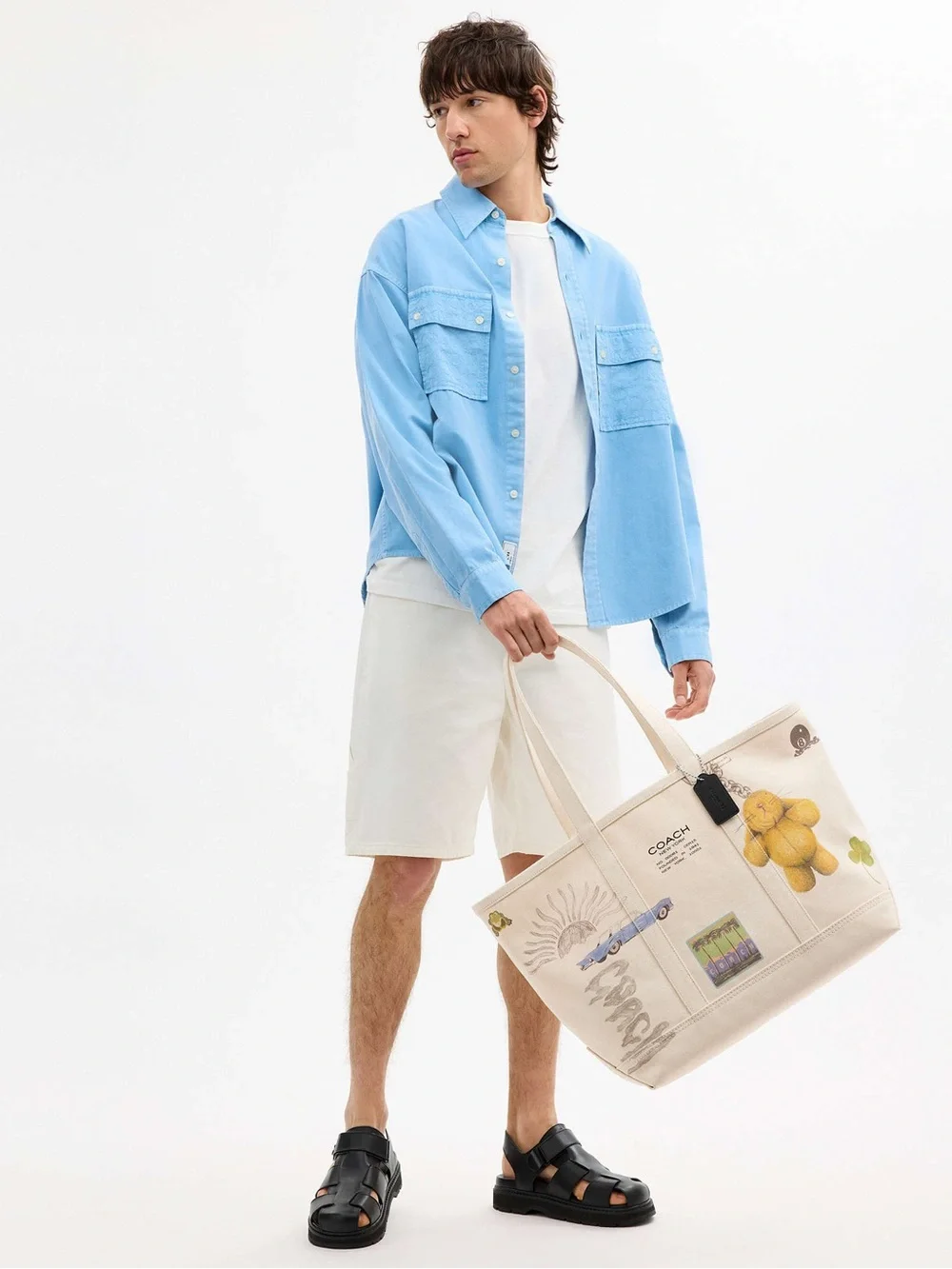 Coach Utility Tote Sketch Print Canvas Leather Laptop Bag NWT